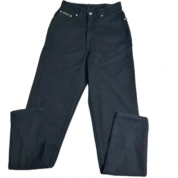 Black jeans,Calvin Klein NWT 🇨🇦 Y2K ,vtg classic,Waist 25 ,high rise 11”,biker - Picture 3 of 9